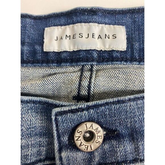 James Jeans Ankle Ciggy Mid-Rise Raw Hem Medium Wash Factory Distressed -Size 30 - Picture 2 of 8